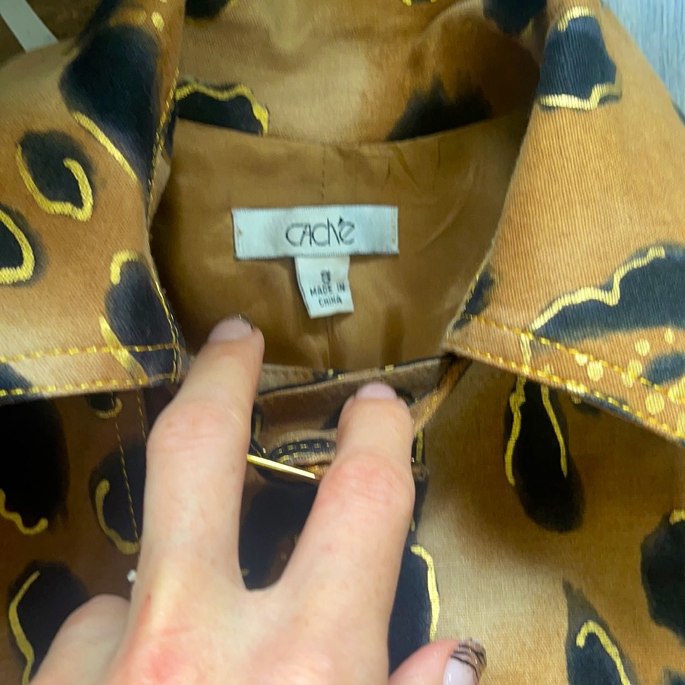 Cache Leopard Print Double-Breasted Trench Coat S… - image 5